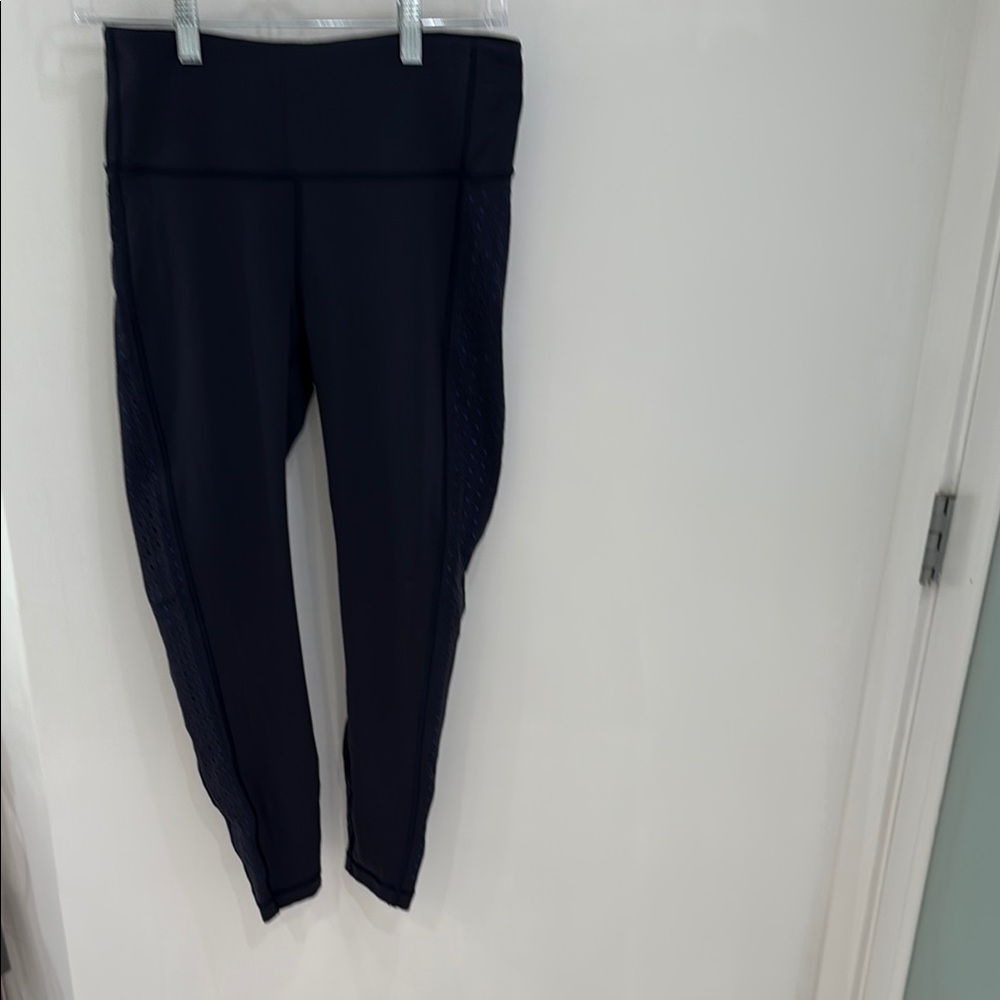 Navy Blue Lululemon Leggings with Mesh Detail - Picture 2 of 6